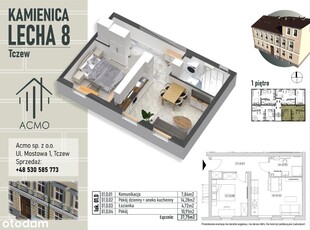 Kamienica, Tczew, starówka, 38m², I piętro , 01D