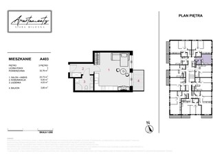 Mieszkanie 1-pokojowe, III piętro, 32 m2, garaż