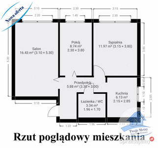 Mieszkanie 54.5m2 3 pokoje Włocławek