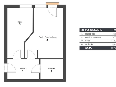 Mieszkanie B8M9 - 38,76 m2