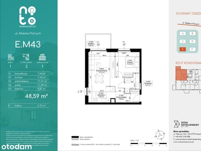 2 - pokojowe mieszkanie, 1 piętro, balkon