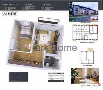 Mieszkanie na sprzedaż Głogów 36.81m2 2-pok
