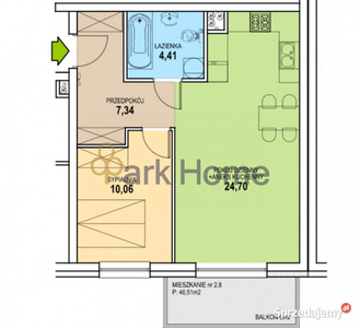Mieszkanie Zielona Góra 46.51m2 2 pokojowe