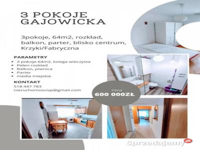 3pokoje, 64m2, rozkład, balkon, parter, blisko centrum, Krz…