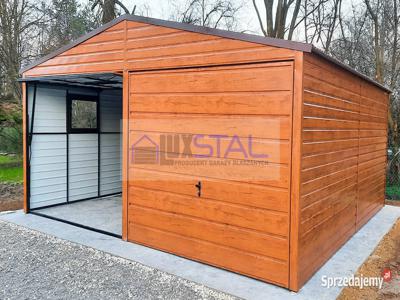 GARAŻ BLASZANY 6m x 5,5m - dwuspad 2x Brama Blaszak LUX111