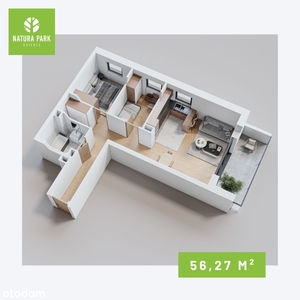 3-Pokojowe-56,27m2|1/4 Piętro| Balkon|Natura Park