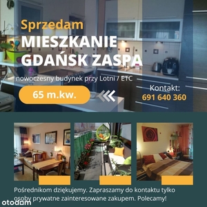 Gdańsk Zaspa, 65 m.kw. , nowoczesny budynek