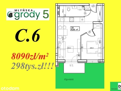 MŁYŃSKA OGRODY 5 - 43m2 za cenę 342 tys. zł