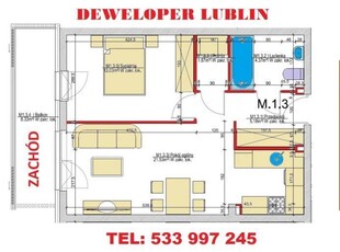 Mieszkanie 44.98m2 2 pokoje Lublin