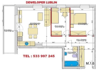 Mieszkanie na sprzedaż Lublin 54.94m2 3-pokojowe