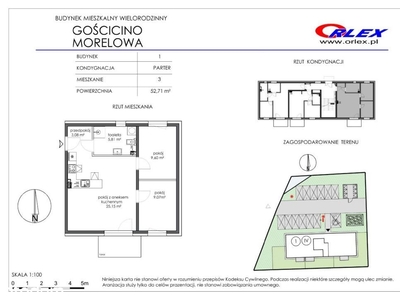 Gościcino ul Morelowa 1/3, 52.78m, 3 pokoje.