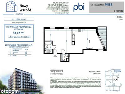 **Mieszkanie 63,42 m2 Nowy Wschód Kraśnik**M089